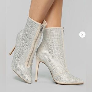 Silver booties with heel!